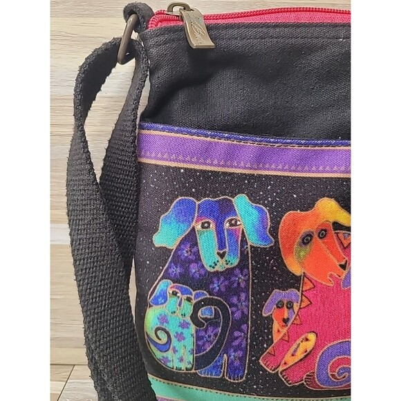 Laurel Burch Dog Puppy Clan Canvas Crossbody Tote Handbag Purse - Picture 6 of 14
